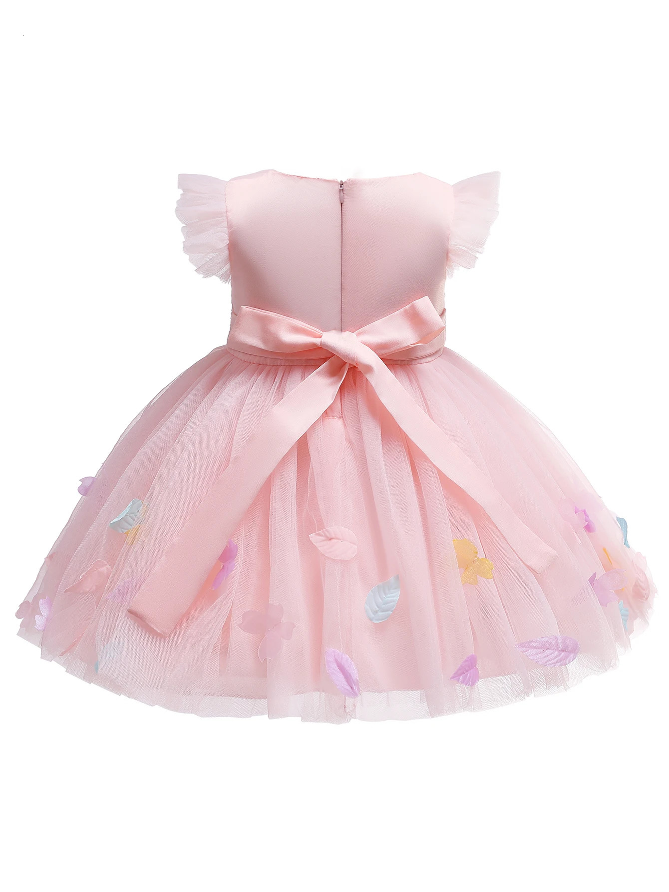 Baby Girls Baptism Christening Infant Pageant Dress Pink Bridesmaid Dress Kids Birthday Clothes 250107