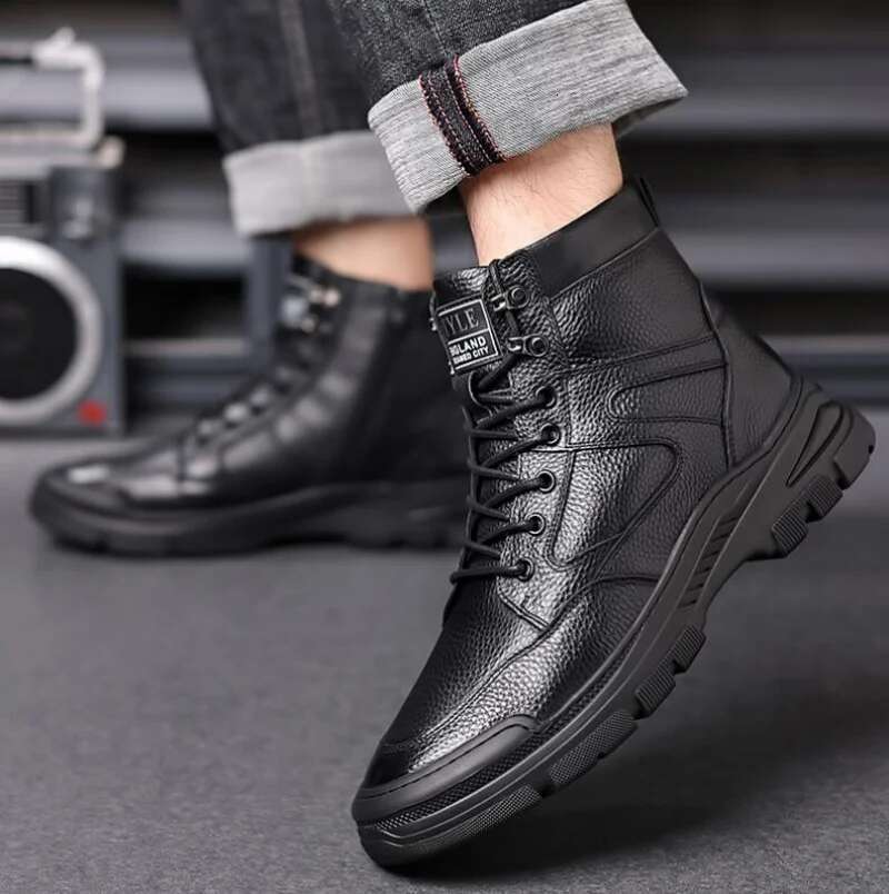 Ddmyoutdoor China Domestic Fall And Winter Wool Warm Leather Padded Thickened Casual Men S High Top Shoes Outdoor Sports Snow Boots
