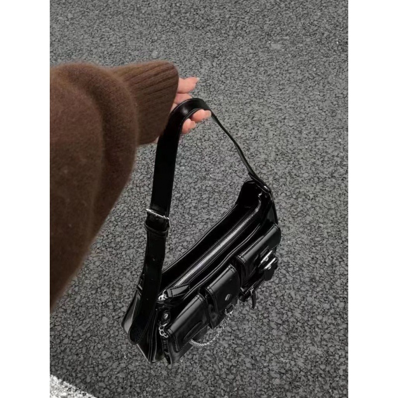 New fashion locomotive bag armpit bag shoulder portable bright leather women's bag