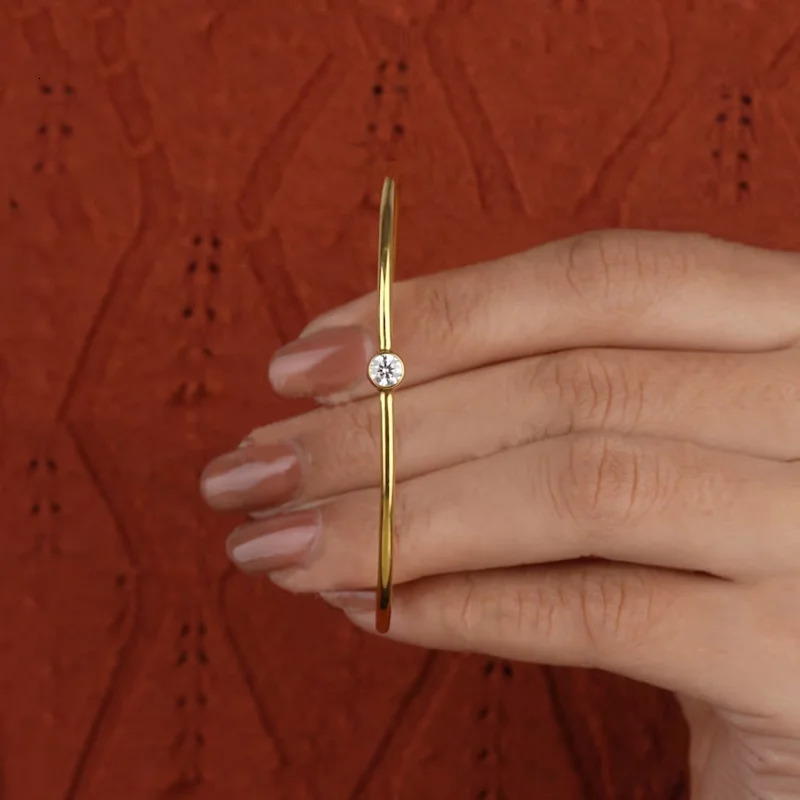 Lnngy Original and Pure 925 Sterling Silver Cuff Bangle Bezel 5mm Bracelet For Women Simple Hand Chain Jewelry 250107