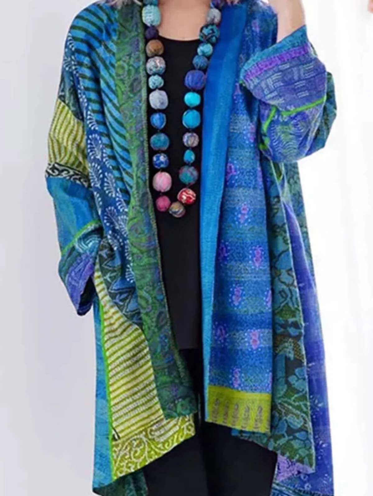 Women's Cardigans Pockets Sweater Vintage Casual Tribal Pattern Slouchy Cardigan Y2k Streetwear Winter Outerwear Loose Clothing