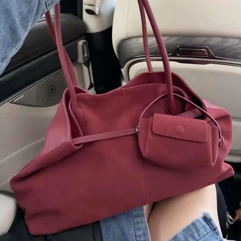 Suede Genuine Leather Underarm Bag With Mini Purse For Women Winter Elegant Matte Large Capacity Shopping Bag Shoulder Bags