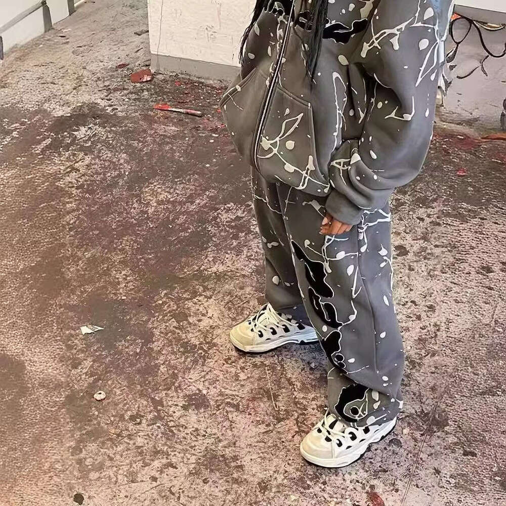 casual top Y2K hip-hop outfit street men's and women's pullovers trendy letter printed loose hoodie