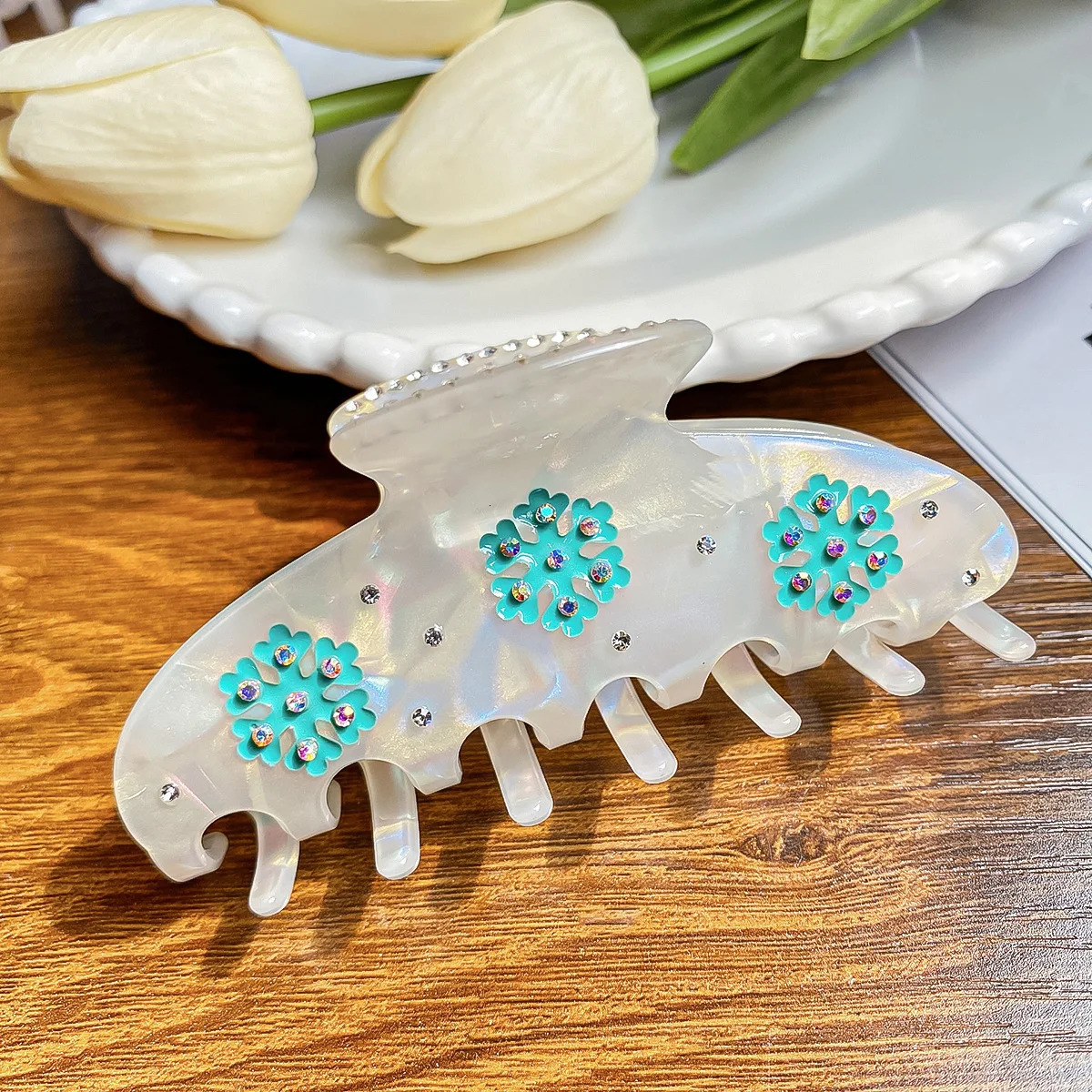 Christmas Hairpin Temperament Beautiful Snowflake Claw Clip Large Hairpin Hair Accessories Hair Shark Clip 250103