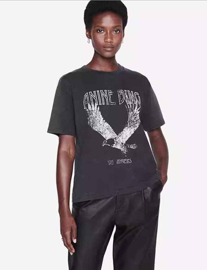 Women's T Shirts 100%Cotton Mens Designer Tops Vintage Eagle Print Graphic O-Neck Summer Clothing Loose Luxury Casual Tee Shirt Streetwear