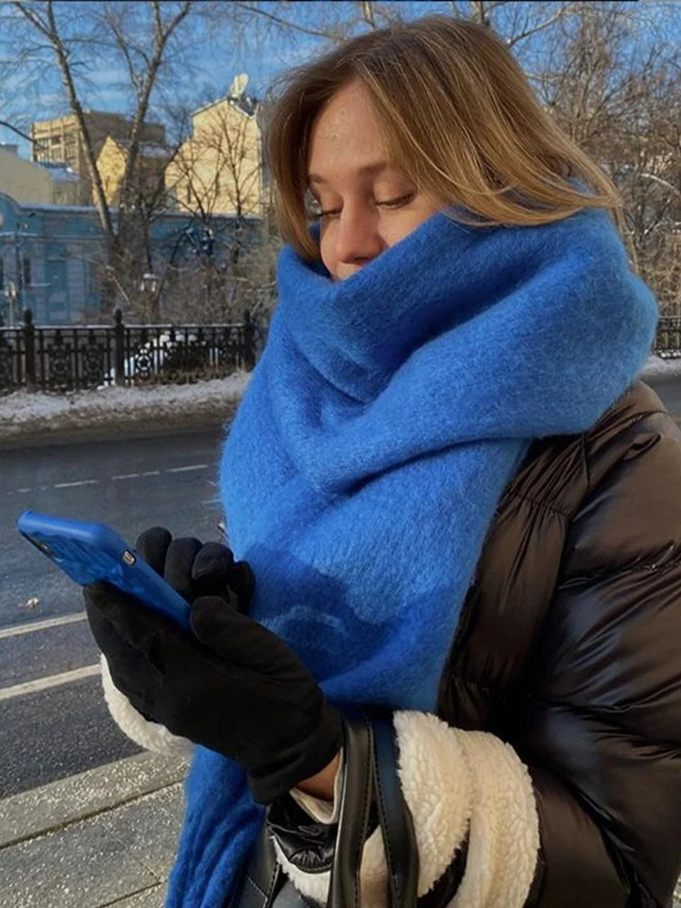 Winter Warm Thicken Scarf Cashmere Womens Scarfs Solid Color Minimalism Shawl Long Soft Fluffy Classic Tassel Shawls 250106
