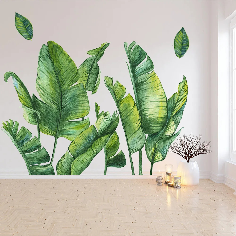 Handmade green banana leaf wall stickers for living rooms bedrooms walls decorations vinyl plants walls stickers murals home decor 250103