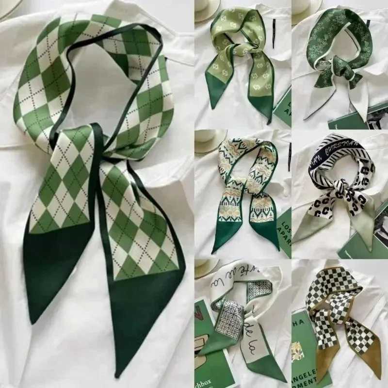 Womens Narrow and Thin Scarf Long Thread Scarf Womens Handbag Ribbon Multi functional Decorative Collar Headband W250107