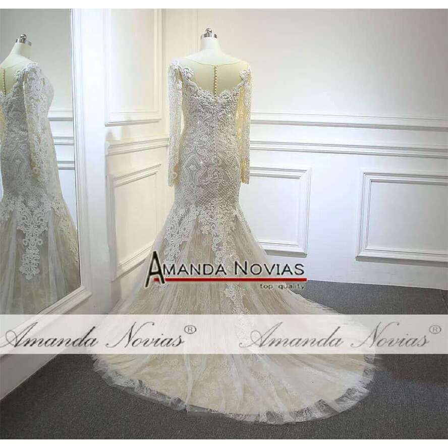 New Mermaid Wedding Dress Champagne Color With Nice Beading