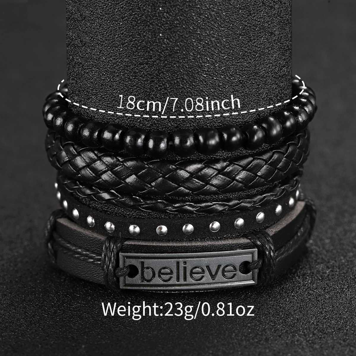 5PCS/Set Mens Business Watches Fashion Arabic Dial Leather Band Quartz Watch Bracelets SetWithout BoxX250107