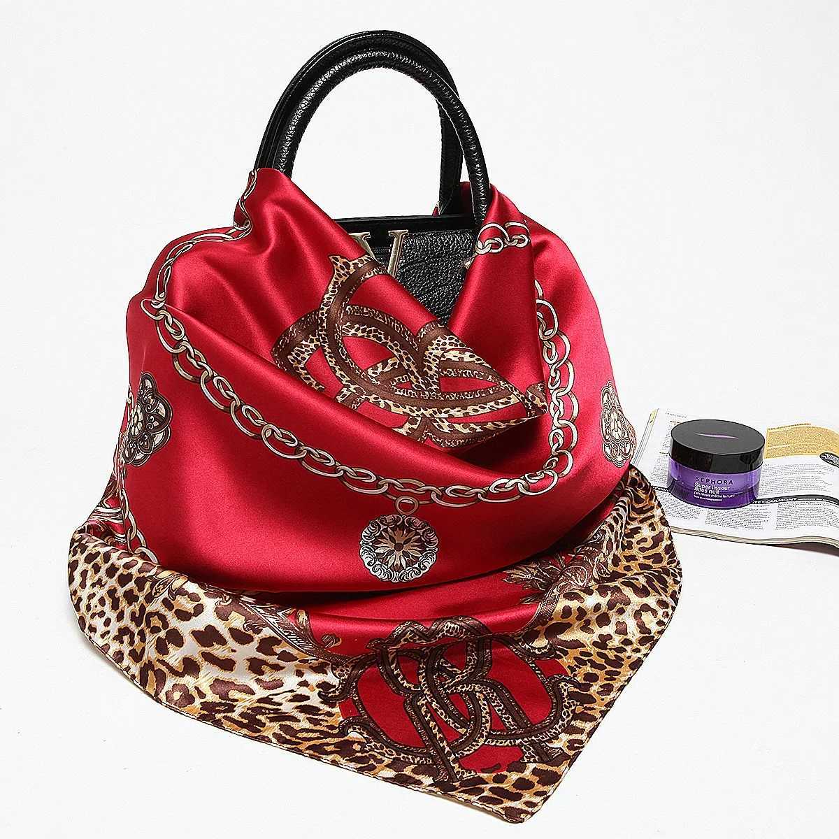 Fashion silk satin headscarf womens printed Kerchief hair scarf womens 90cm * 90cm square shawl wrapped neck scarf womens W250107