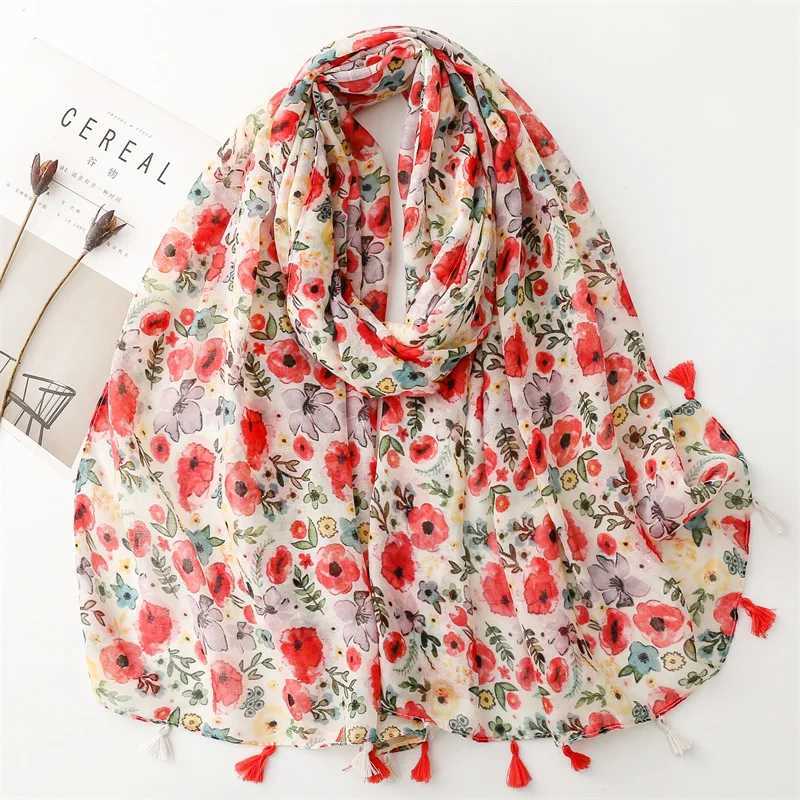 Thin and fashionable Aztec style paisley floral fringe adhesive shawl with high-quality packaging Pashminastol Bufanda Muslim headscarf 180 * 90cm W25