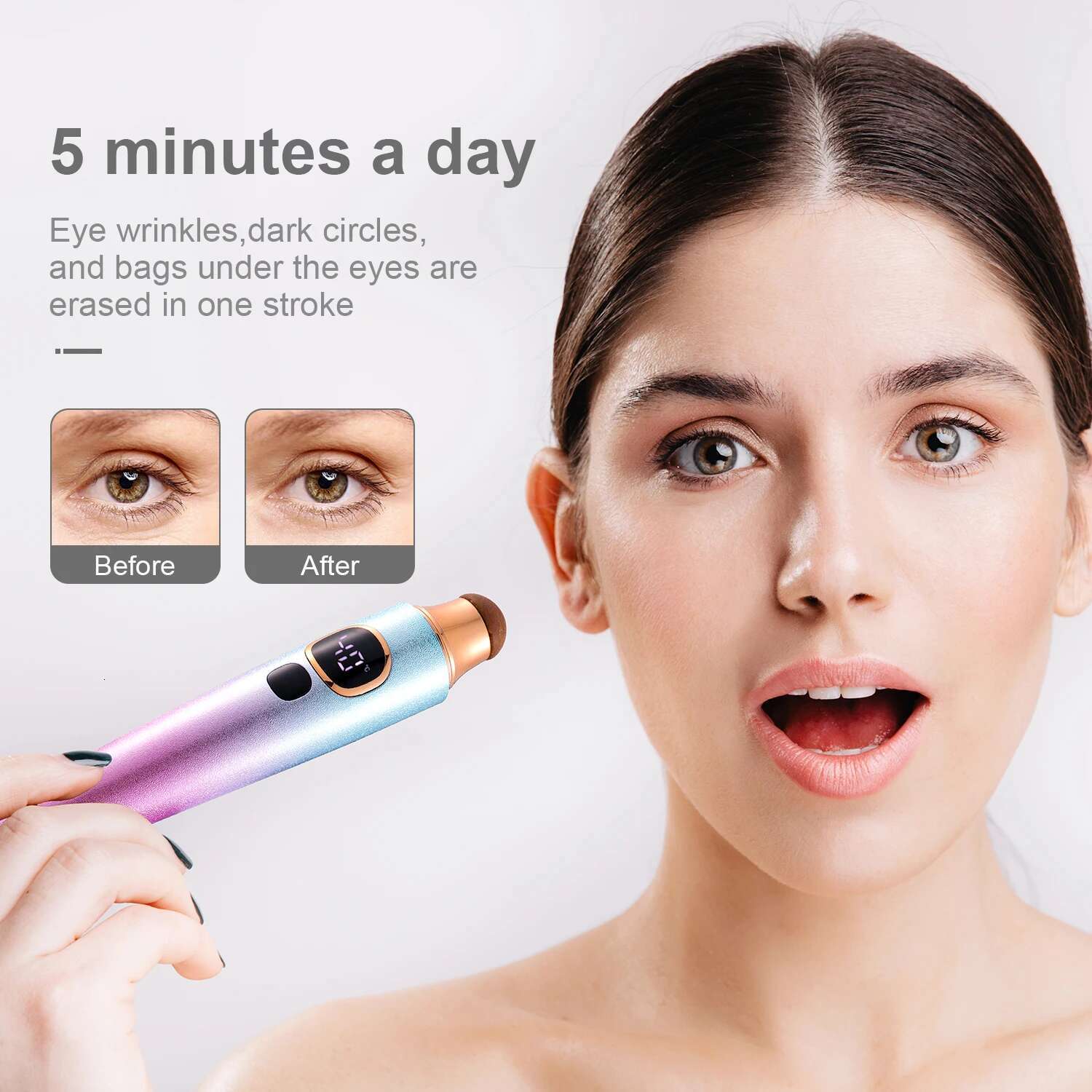 Stone Needle Eye Massager Heat Tool/Meteorite Wand Roller Pen Reduce Wrinkle Fatigue Puffiness Dark Circles Acupuncture Therapy