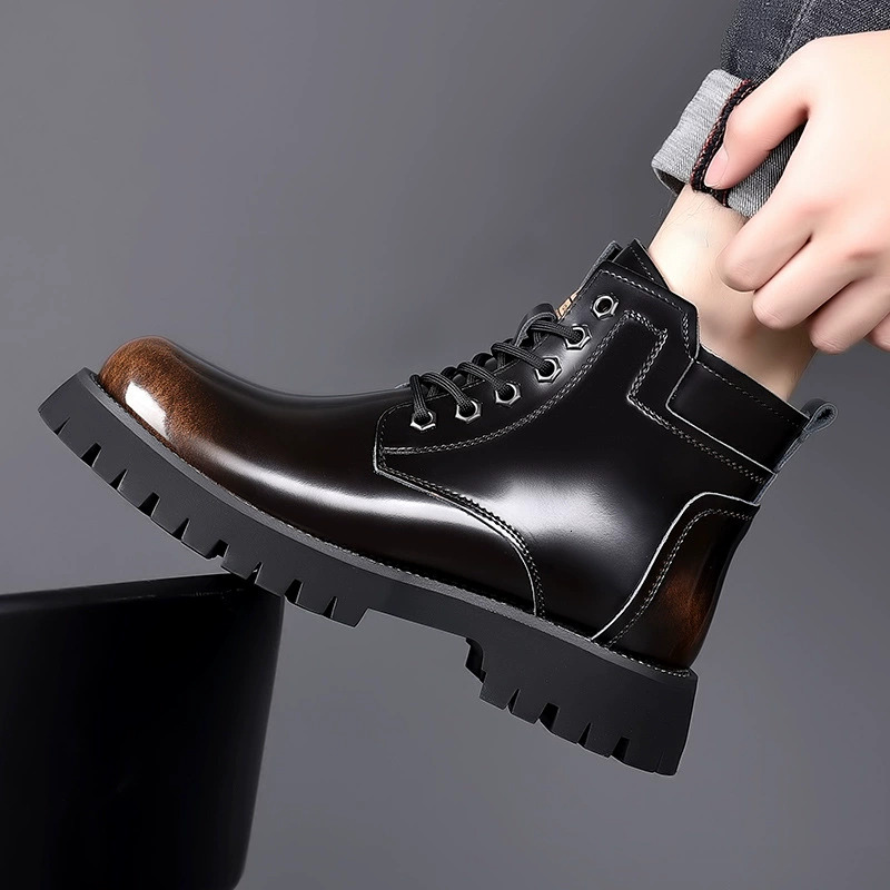 Ddmyoutdoor China Domestic Genuine Leather Motorcycle High Top Mens Casual Shoes Versatile Classics Male Ankle Boots Warm Winter Footwear
