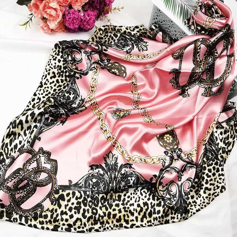 90cm collar silk satin womens headscarf fashion floral print headband collar scarf womens square shawl W250107