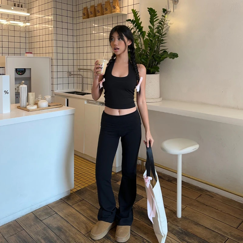 Low Waist Fashion Hip Hop Casual Tight Stretch Flare Pants Sweatpants Women 250106