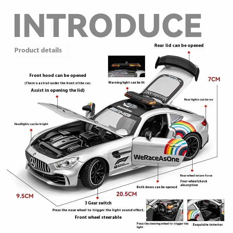 1 24 level AMG safety car F1 racing replica alloy model with lights suitable for racing enthusiasts to collect W250106