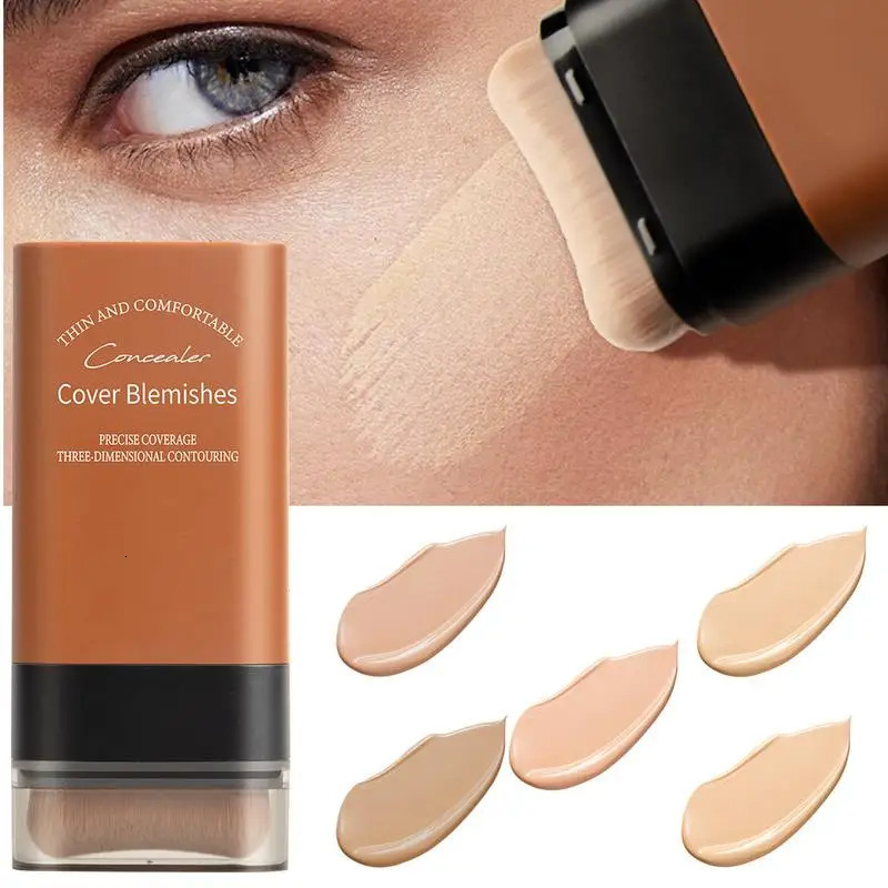 Matte Foundation Cream Stick MultiUse Eraser Makeup Full Coverage Waterproof Lasting Oilcontrol Cover Acne Base With brush 241230
