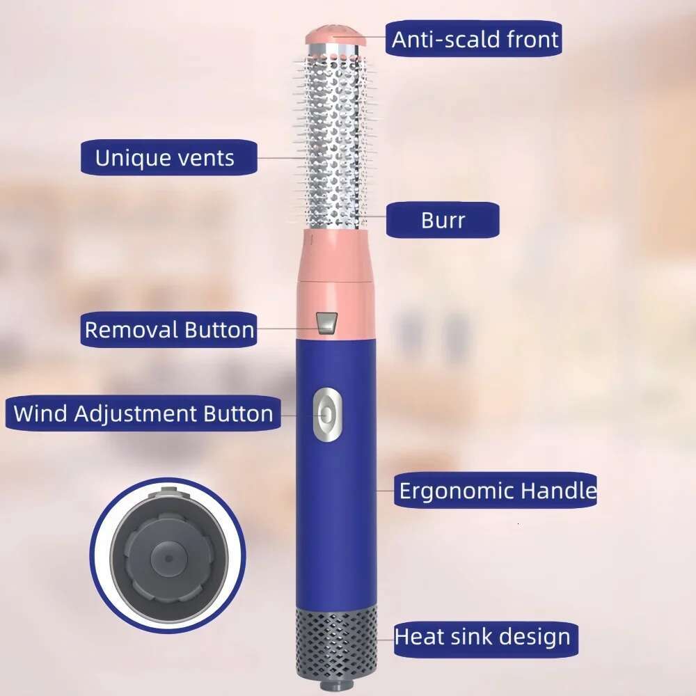 5-in-1 Negative Ion Automatic Curg Iron Multifunction Convenient Hair Dryer Volume Straight Hot Air Comb Curly Girl Method