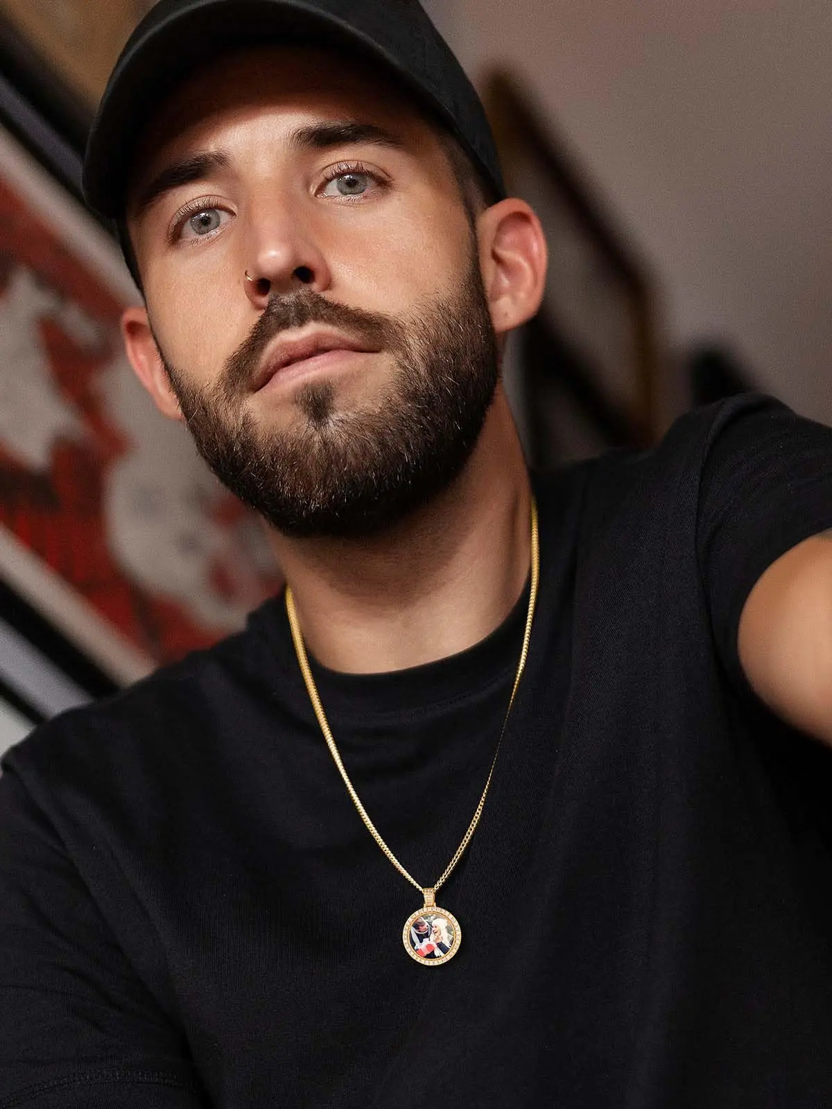 Custom Po Pendant Large Round DIY Medallion Picture Charms Necklace Iced Out CZ Fashion Jewelry for Memory Gift 250107