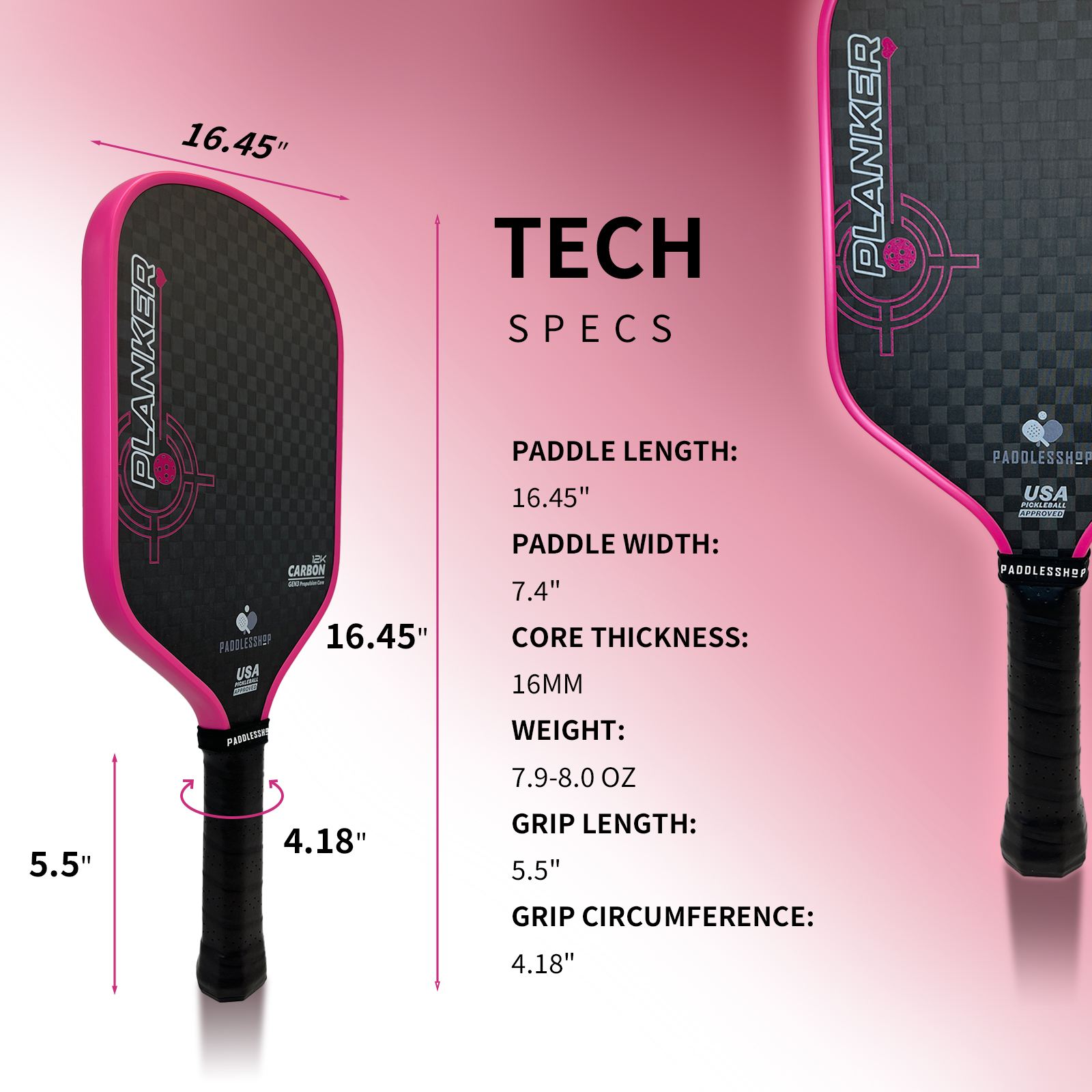12k Raw Carbon Fiber Surface Pickleball Paddle Thermoformed Unibody 16mm Gen 3 Propulsion Core Foam Injected Enhance Control and Spin for Intermediate