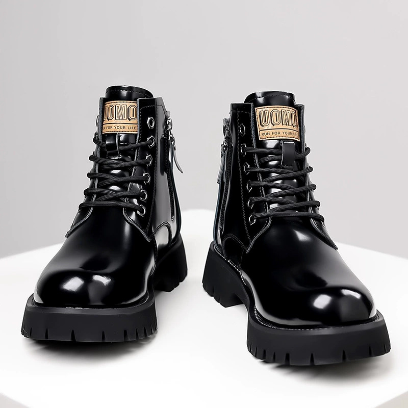 Ddmyoutdoor China Domestic Genuine Leather Motorcycle High Top Mens Casual Shoes Versatile Classics Male Ankle Boots Warm Winter Footwear