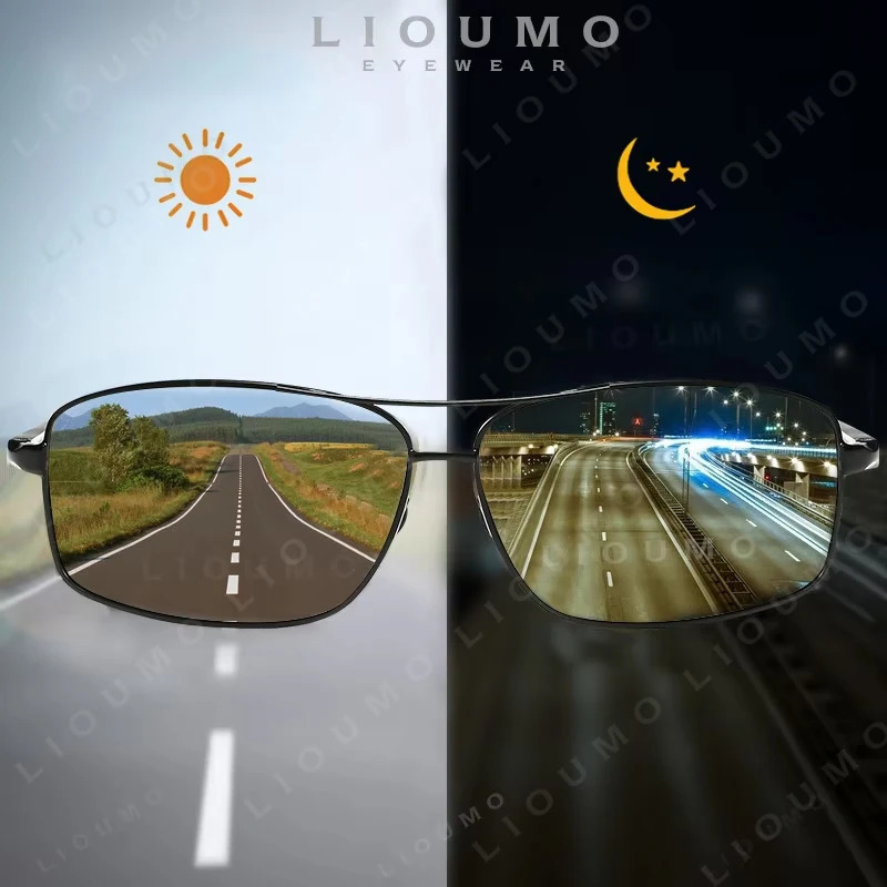 LIOUMO Top Pochromic Sunglasses Men Women Polarized Chameleon Driving Goggles Anti- Sun zonnebril heren 250106