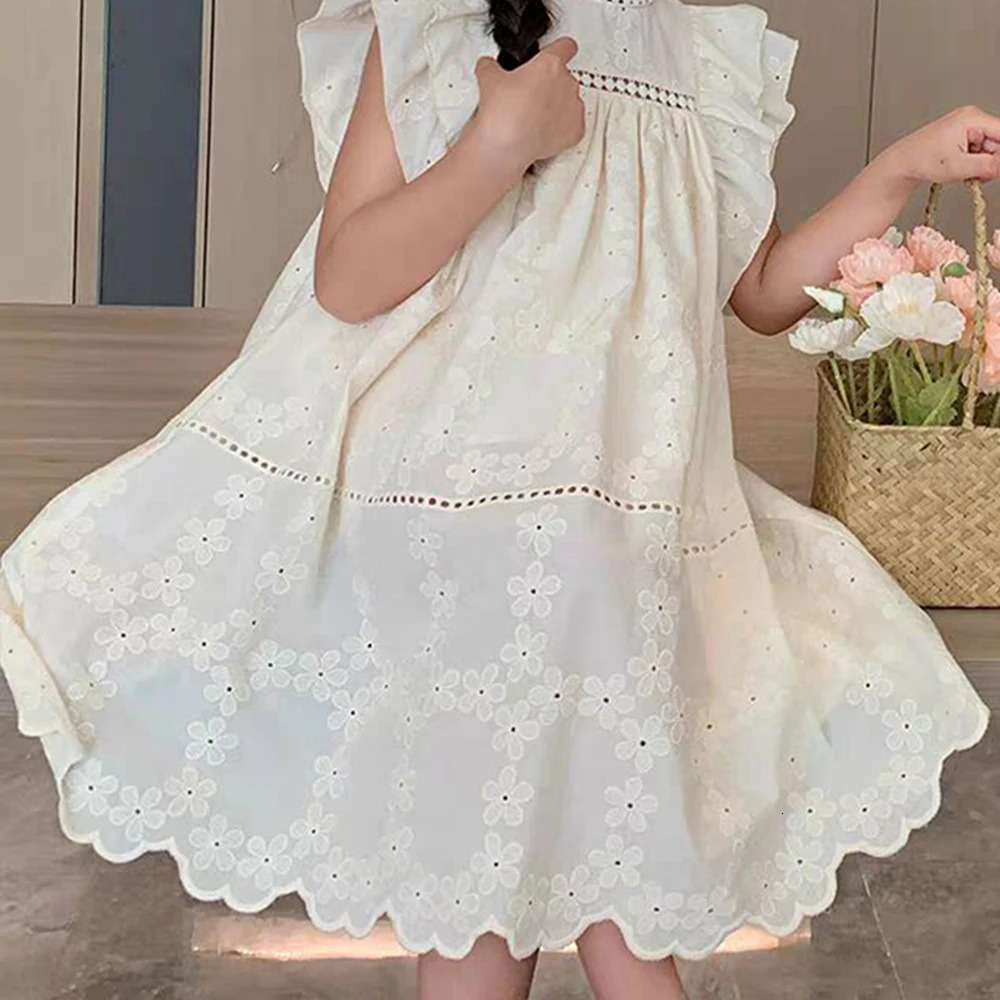 Princess Lace Floral Dress Vintage Girls Vestidos Summer Children Casual Dress Toddler Kids Party Wedding Ball Gown Baby Outfit 250107