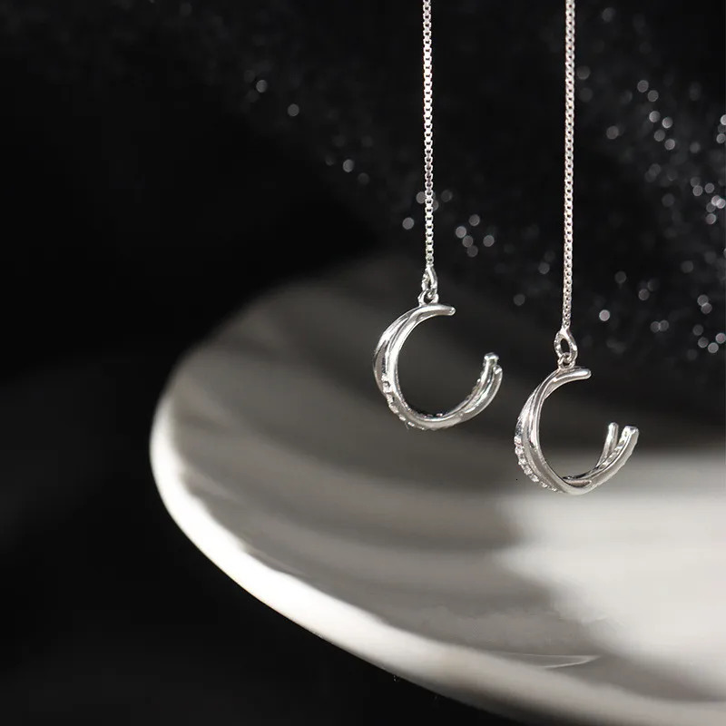 MOVESKI 925 Sterling Silver Korean Simple Ear Chain Ear Bone Clip Earrings Women Fashion Wedding Party Jewelry Gift 250103