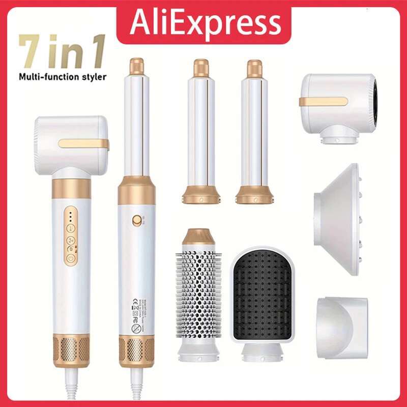 7 in 1 Hot Air Comb Automatic Curg Iron Styg Set with Diffuser Ionic Brushless High Speed Hair Dryer
