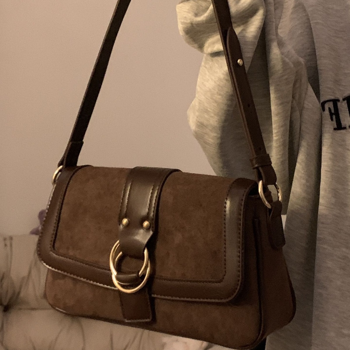 2025 NEW Retro Faux Suede Women's Shoulder Maillard Style Ladies Underarm Bags Simple Female Crossbody Bag Clutch Purse Handbags #38.25 hurenlake