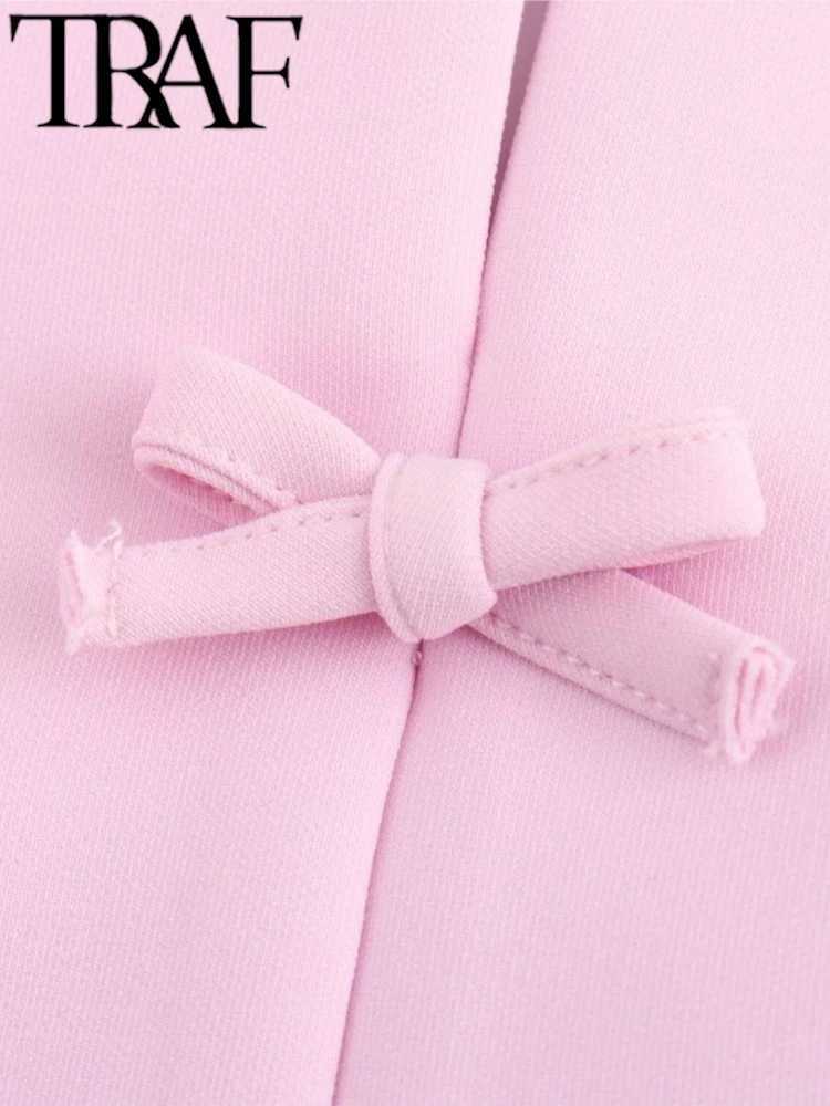 TR Pink Bow Hollow Out Women Halter Crop Top Shorts Suits Tr Summer Sveless Backless A Line Slim Tanks Y2K SetsXJ250106