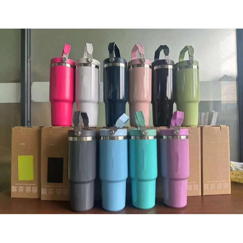 Bottles 30Oz 20Oz Tumblers Cups Heat Preservation Stainless Steel Outdoor Large Capacity Reusable Leakproof Flip Cup Water Bottle Mugs US STOCK Gg0704