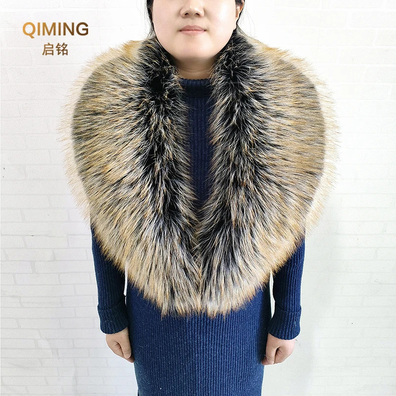 Autumn Winter Female Faux Fur Collar Fluffy Imitation Fox Fur Scarf Fake Raccoon Large Furry Shwal Neck Warmer Women Decoration 250106