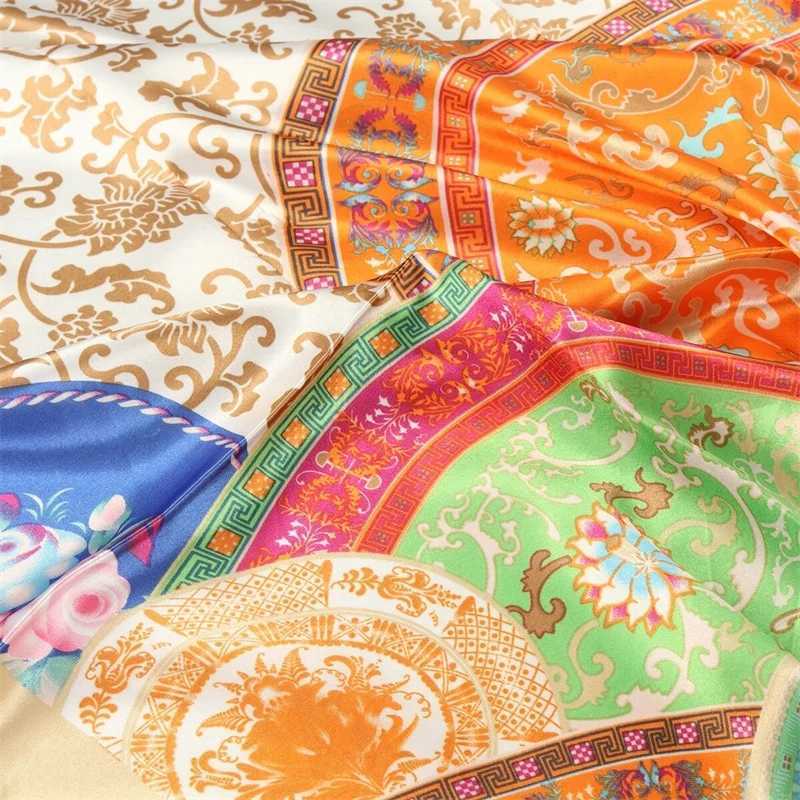 Hip hop headscarf scarf womens printed collar founder square satin scarf shawl and wrap womens Pashmina Bandana 2024 W250107