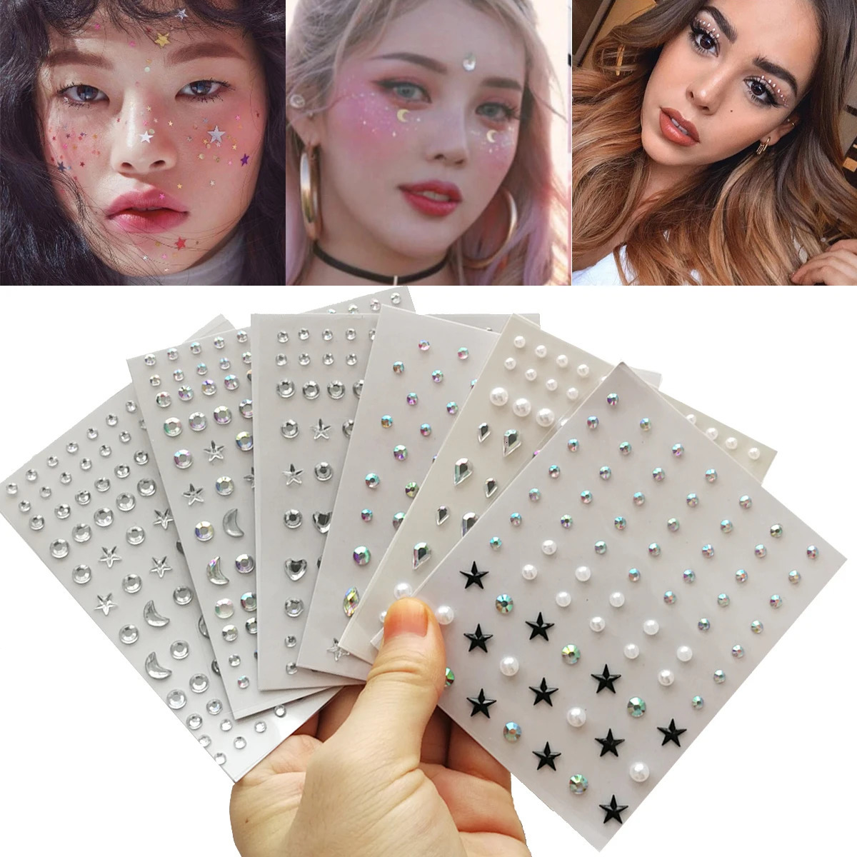 Makeup Diamond Eyes Face Festival DIY Body Crystal Gems Tattoo Adhesive Nail Art Decoration Acrylic Eyeshadow Sticker 241230