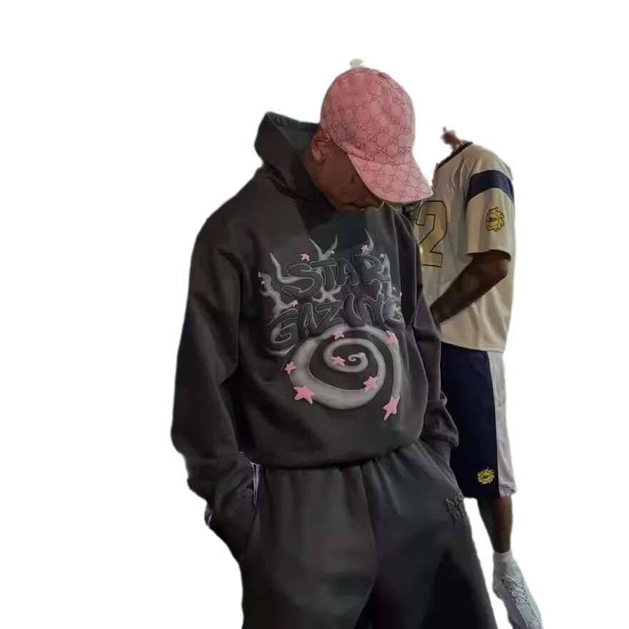 Fashion Street Trendy Loose Hoodie Top Foam Printed Long Sleeve