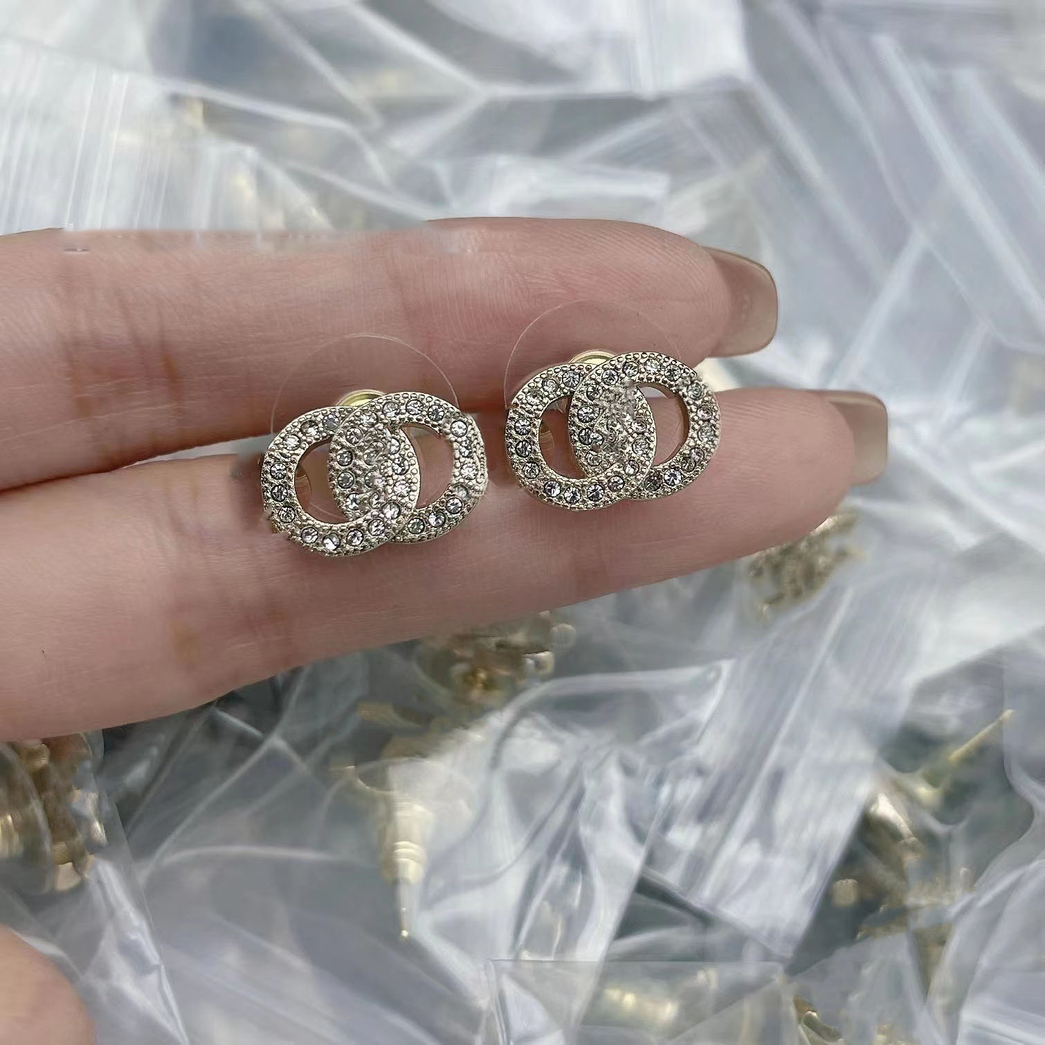 Letter earrings C mini earrings designer women earrings fashion luxury earrings Diamond jewelry earrings Classic Silver plated wedding party