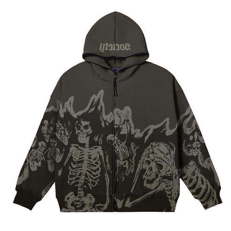 Y2K Millennium Round Neck Skeleton Sweater Couple Style Autumn/Winter New Long sleeved Skull Top Coat