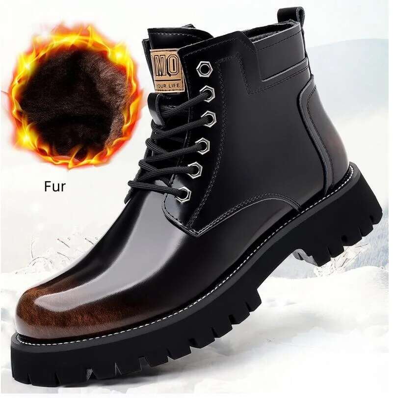 Ddmyoutdoor China Domestic Genuine Leather Motorcycle High Top Mens Casual Shoes Versatile Classics Male Ankle Boots Warm Winter Footwear