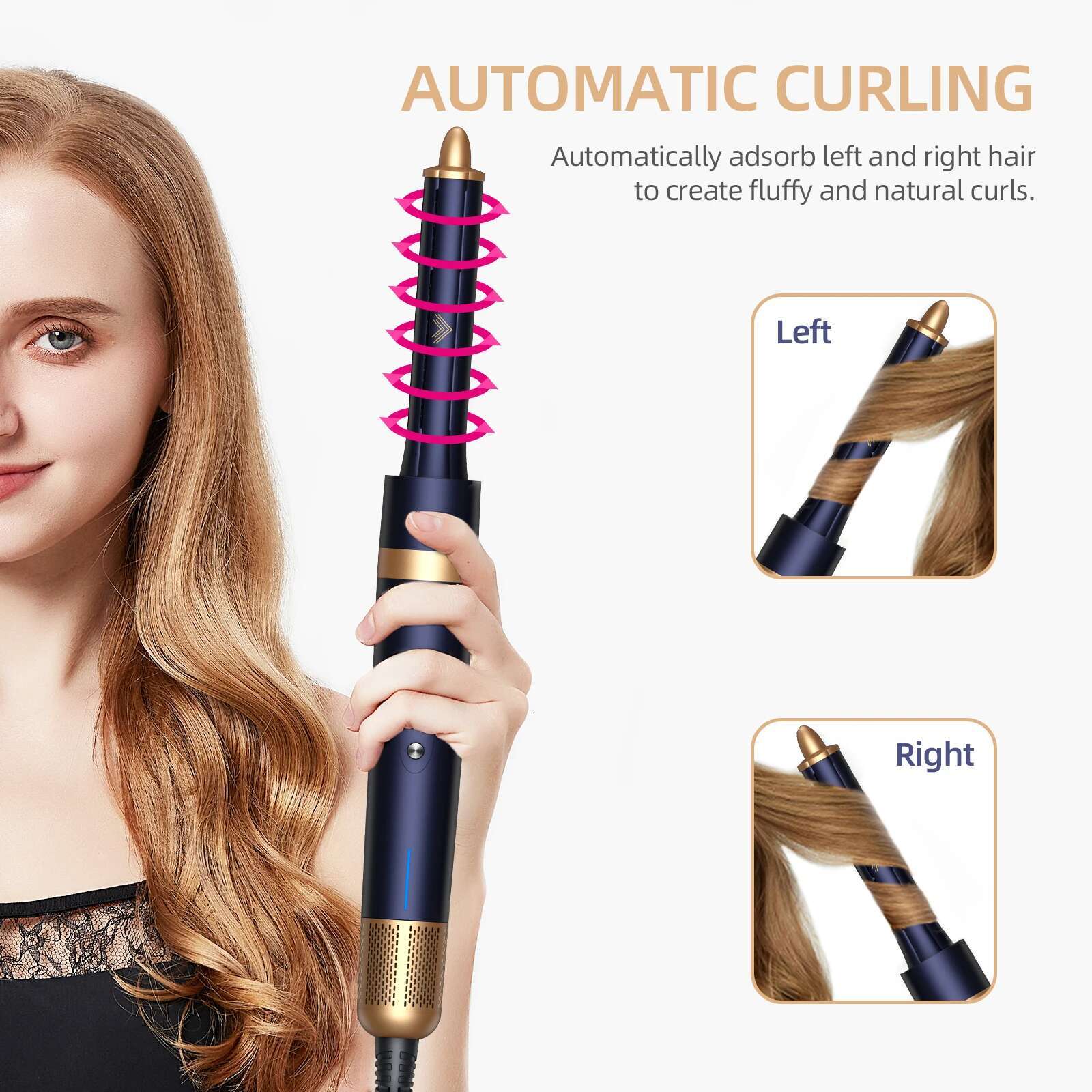 Professional Dryer 1300W Curler Electric Comb Straightener Brush Hot Volume Curlers Hair Style 7 in 1 Set