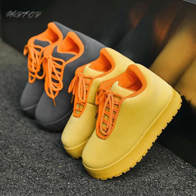 Chunky Sneaker Men Designer Winter Warm Boots Fashion Casual Microfiber Leather Upper Height Increased Flat Platform Board Shoes
