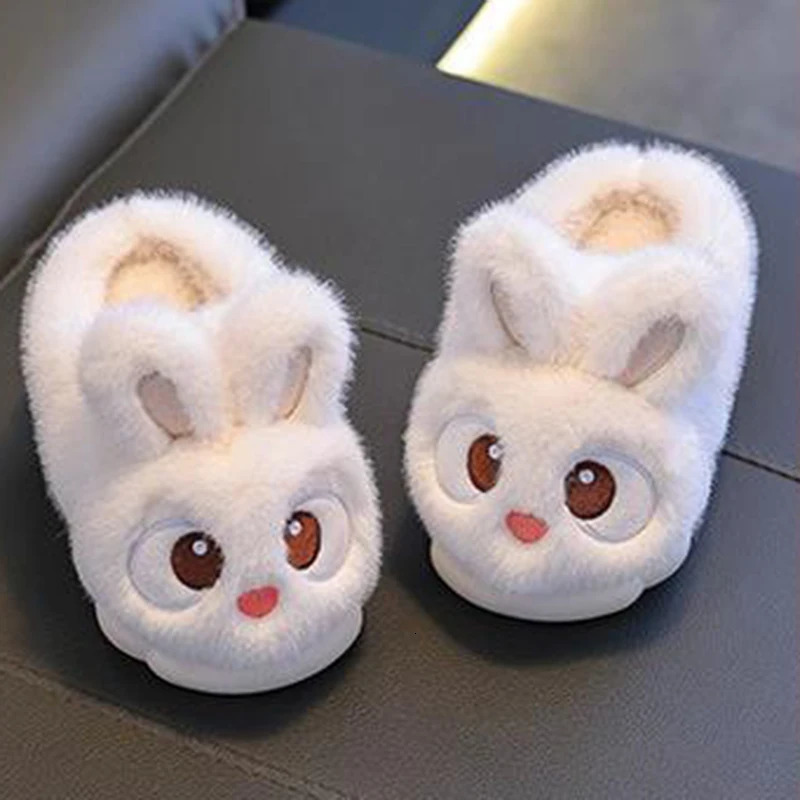 Kids Baby Girl Boy Winter Slippers Cute Bunny Warm Slippers Non Slip House Shoes for Children Indoor Outdoor Flats Shoes 250106