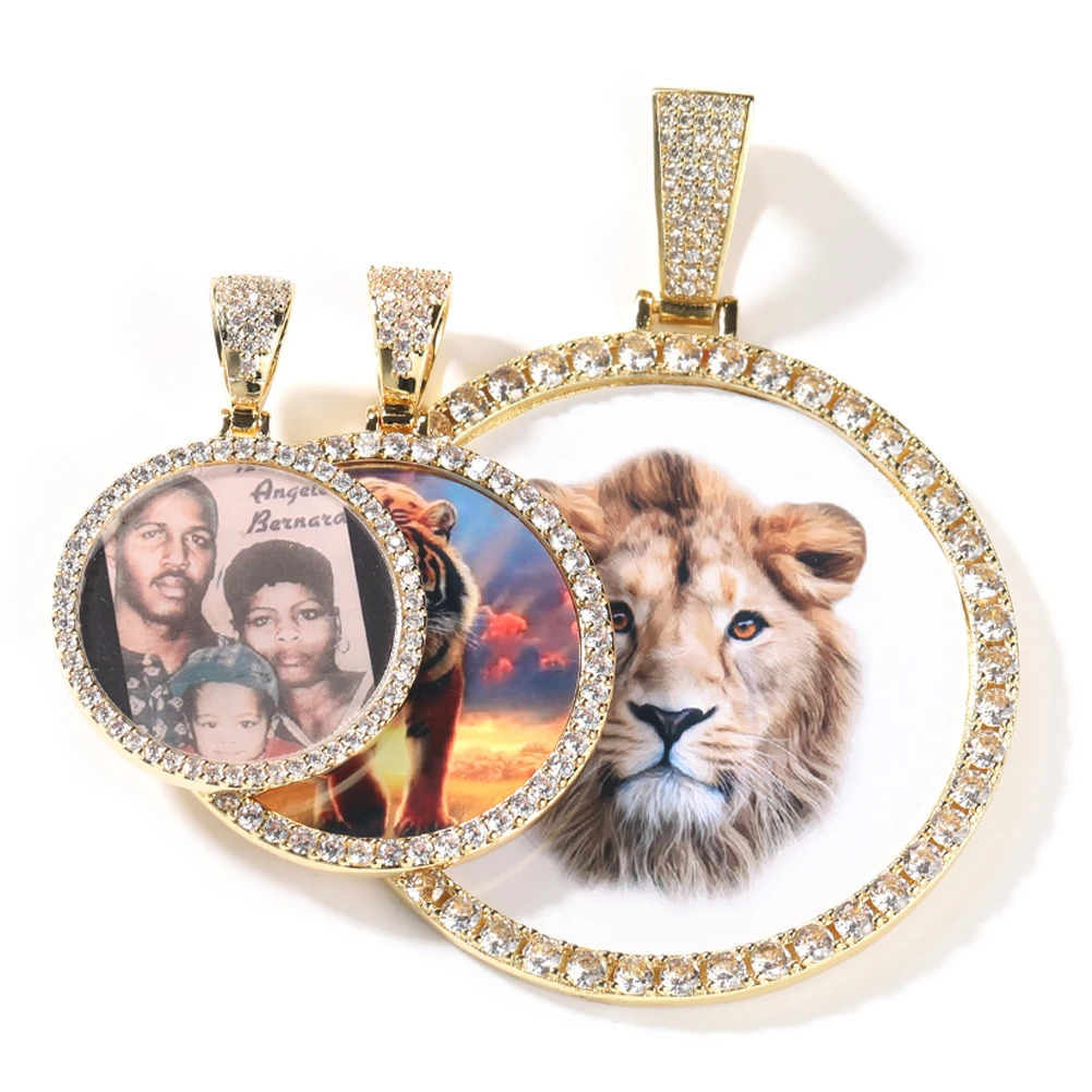 UWIN 6.8cm Oversize Large Round Custom Po Pendant Iced Out CZ Hiphop Jewelry Necklace Engrave Name Memory Gifts 250107