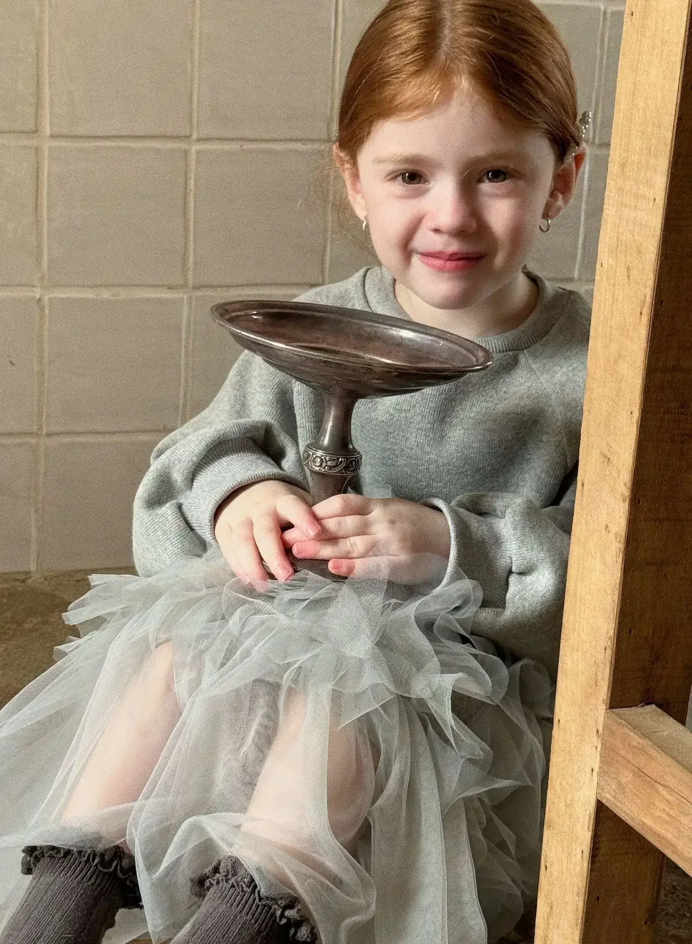 2024 Autumn Baby Girl Clothes Grey Patchwork Dress Girls Dress Flower Girl Ivory Dress 250106