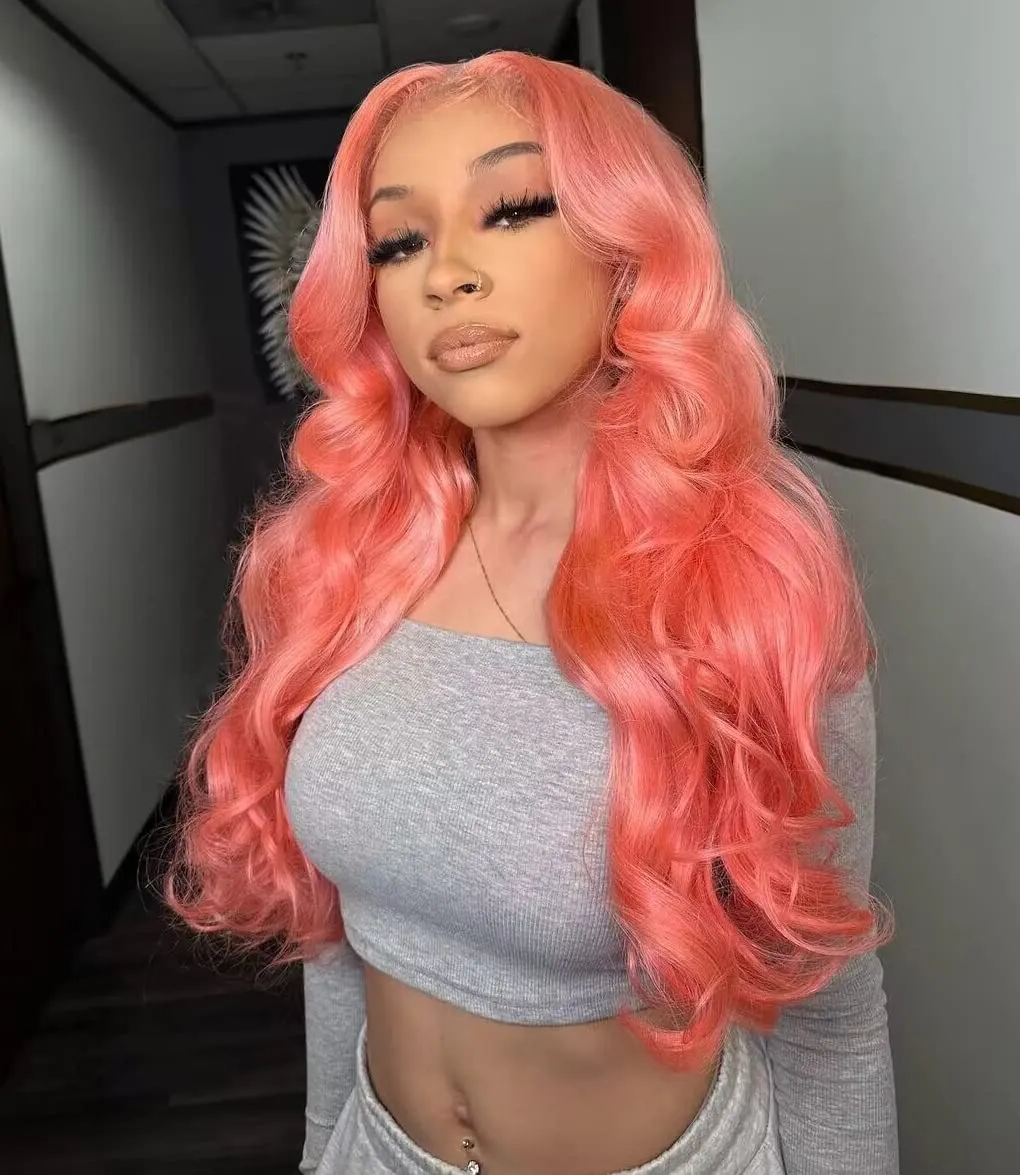 Burgundy Deep Wave Lace Front Wig 13x4 Highlight Lace Look Like Human Hair Wigs for Women Preplucked HD Transparent Synthetic Lace Closure Wig Glueles