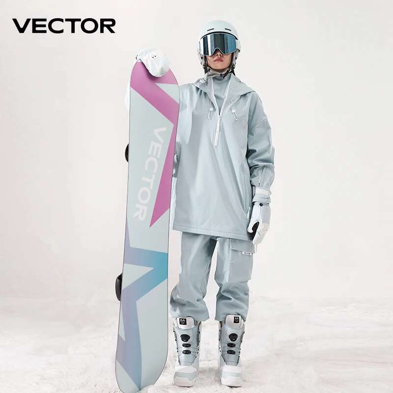 Men Women Solid Color Jacket Ski Pants Warm Windproof Winter Overalls Hoodie Waterproof Outdoor Sports Clothing Snowboard