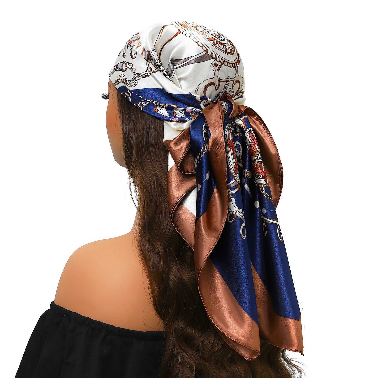 Womens Design Square Headscarf Four Seasons Popular Scarf New Sunset Silk Headscarf Fashion 90X90CM Beach Shawl W250107