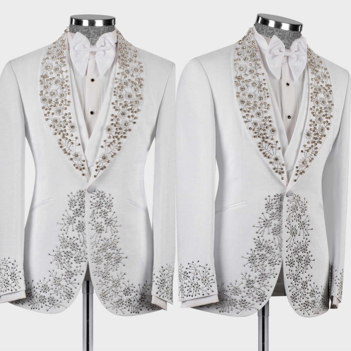 Gorgeous Wedding Tuxedos Beaded Pearls 1 Piece Set Jacket One Button Men Suits Shawl Lapel Groom Wear Party Event Customized