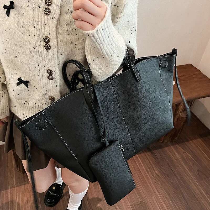 Ddmymoon Large PU Leather 2 Pcs/set Shoulder Bags For Women 2024 Winter Y2K Trend Female Crossbody Lady Handbags Tote Bag